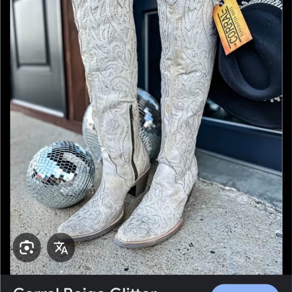 Corral Beige Glitter Western Boots